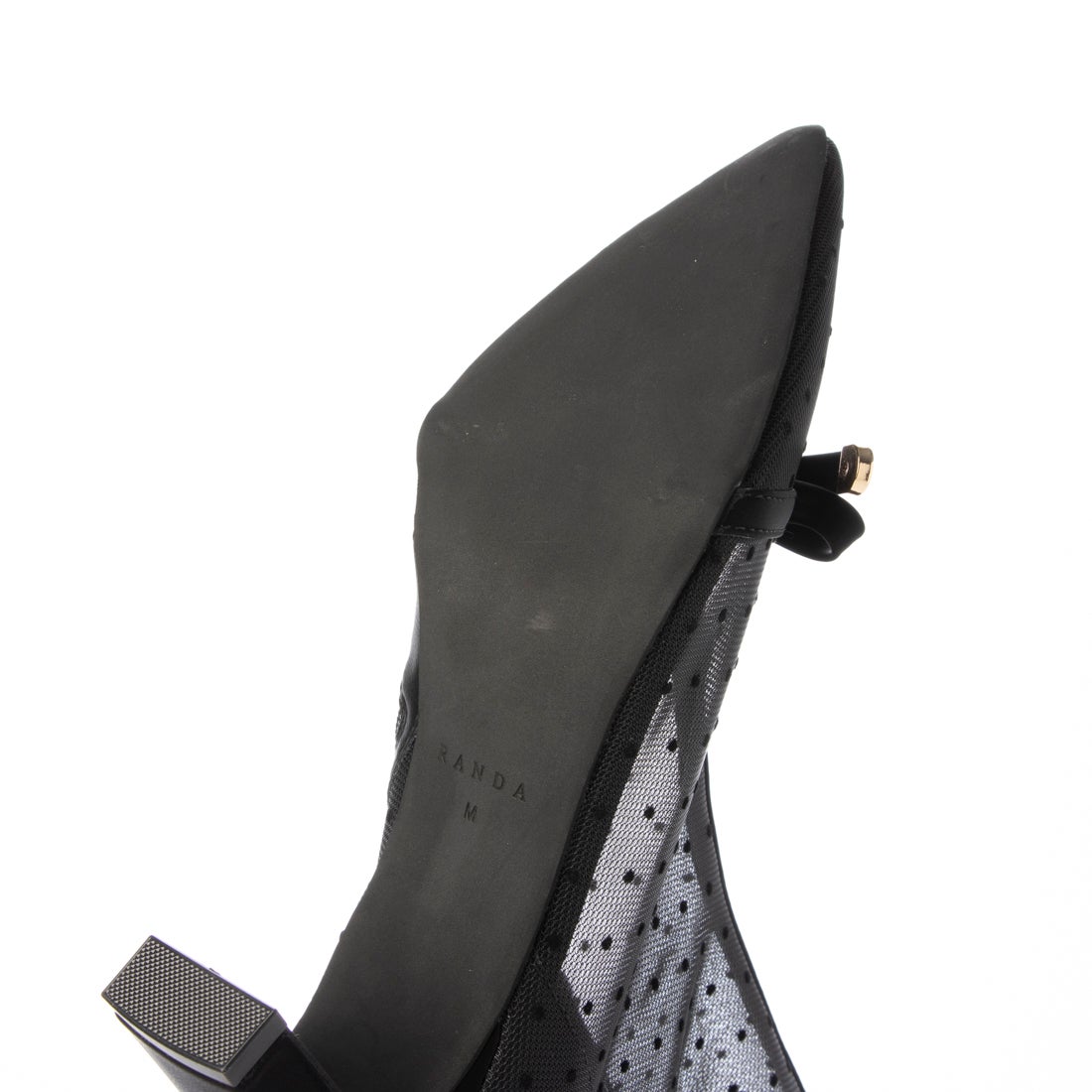 ランダ RANDA リボンシアーショートブーツ （BLACK） -ファッション