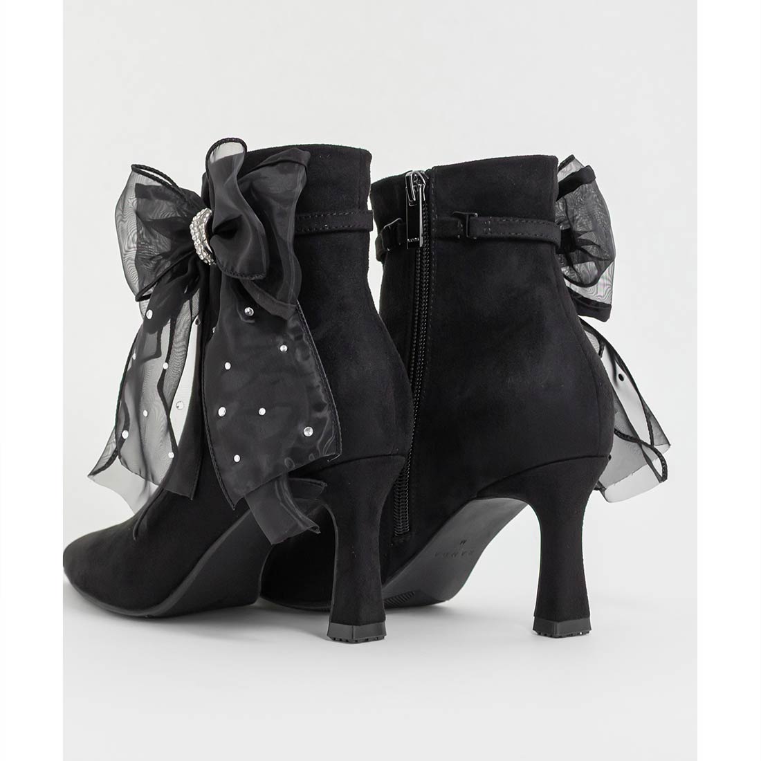 ランダ RANDA 2WAY シアーリボンショートブーツ （BLACK） -靴