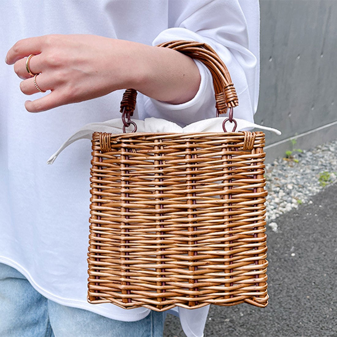 リアルスタイル REAL STYLE かごバッグ レディース ミニ スクエア