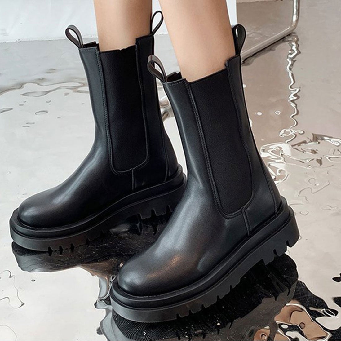 リアルスタイル REAL STYLE サイドゴアブーツ レディース 歩きやすい