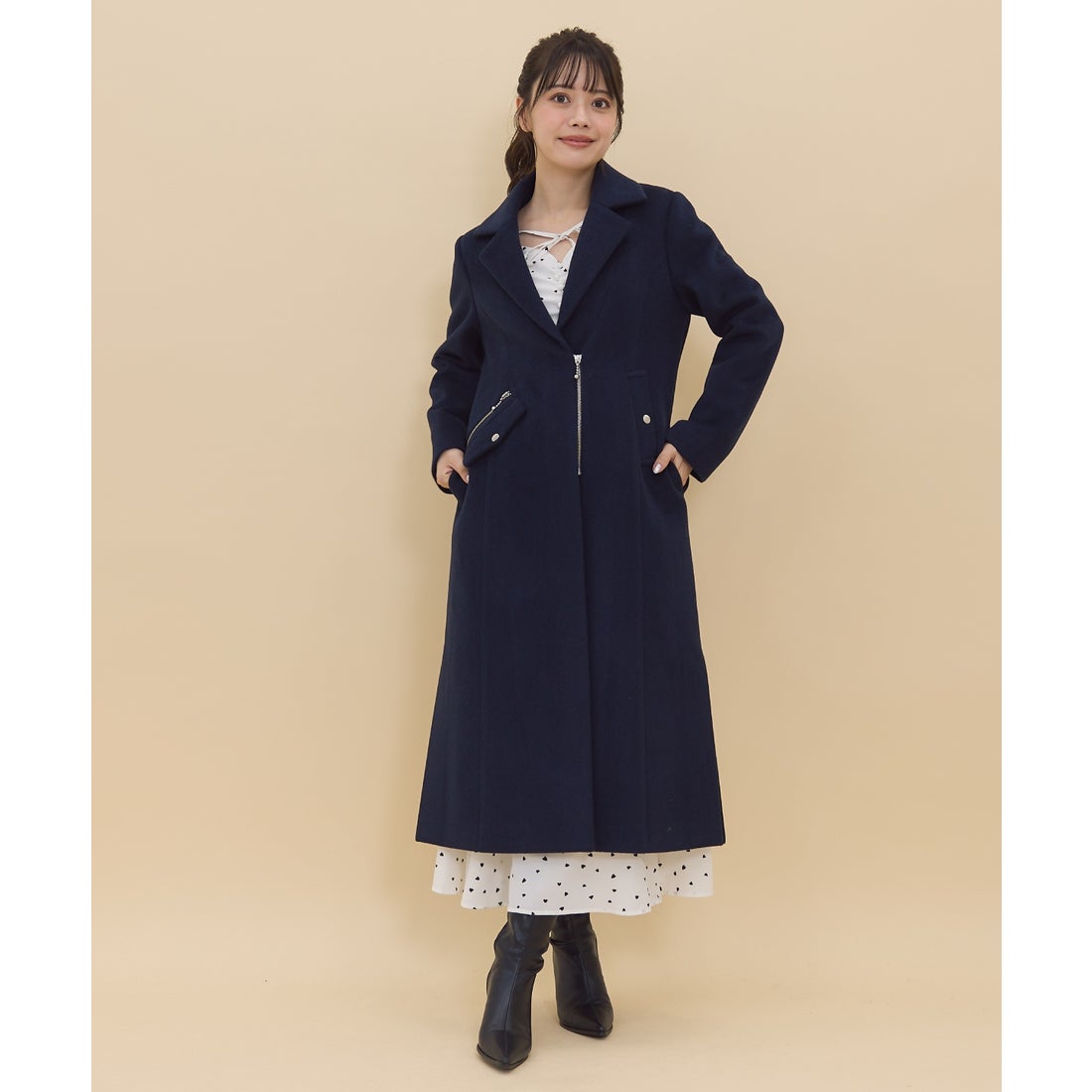 レディアゼル REDYAZEL ジップチェスターコート （ネイビー