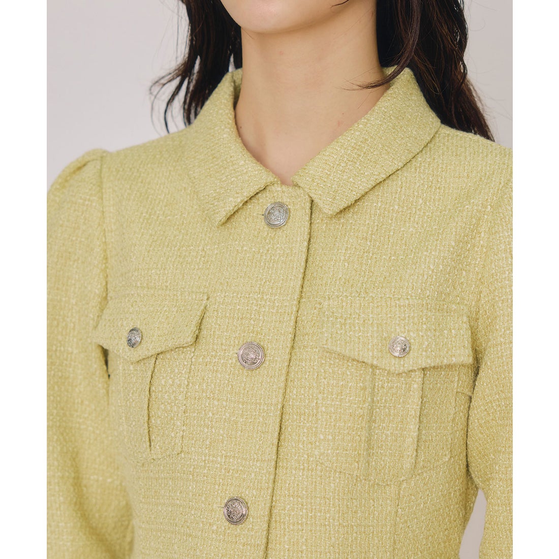 レディアゼル REDYAZEL エンブレムボタンツイードシャツミニワンピース