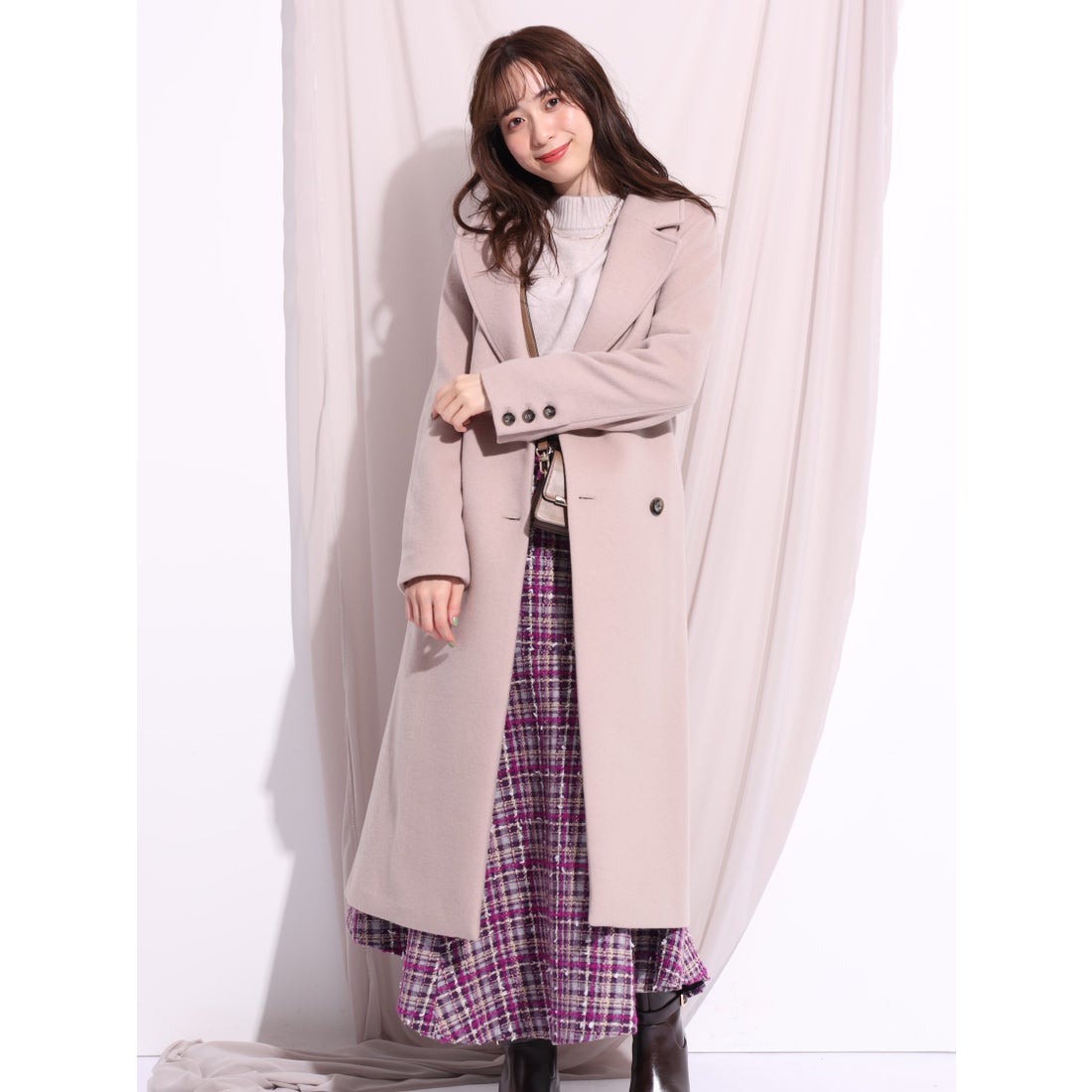 Rirandture ダブル釦コート （モカピンク） -ファッション通販 FASHION