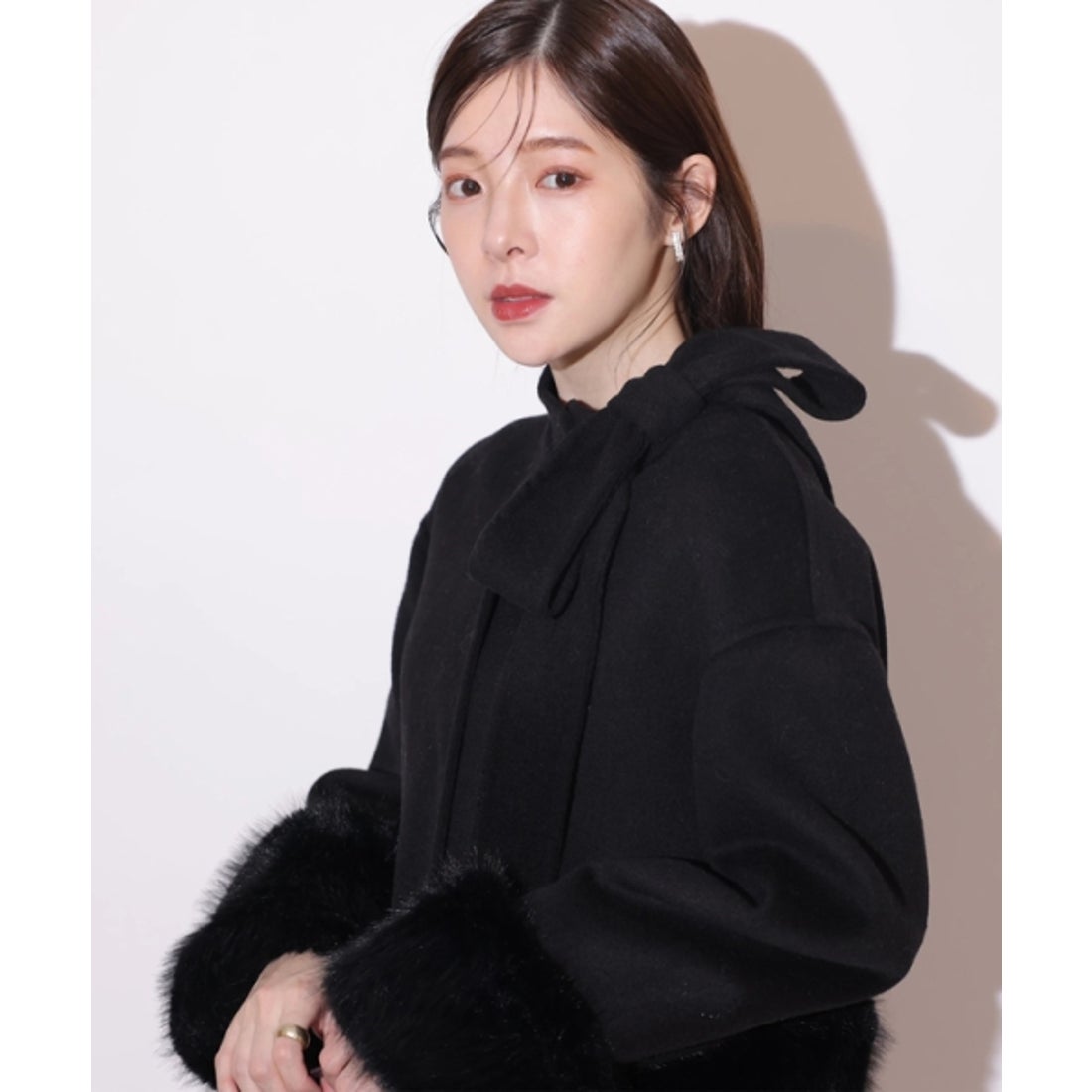 リランドチュール Rirandture リボンネックファーリバーコート （薄