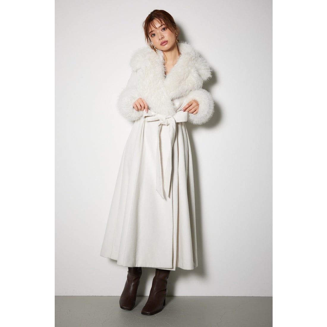 rienda ウールMIXクラッシィドレスコート PNK -ファッション通販