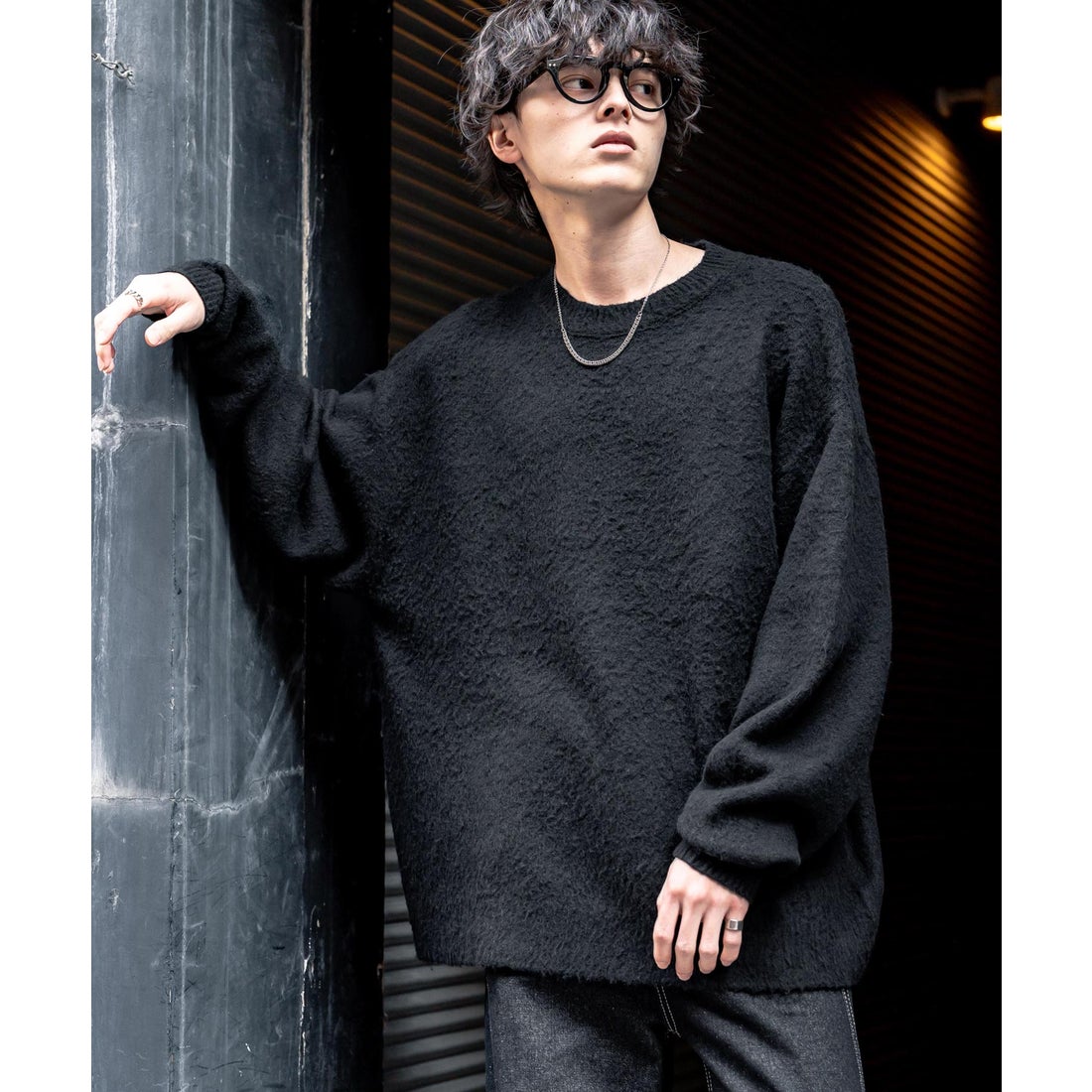 ロッキーモンロー Rocky Monroe シャギーニット セーター 無地 メンズ