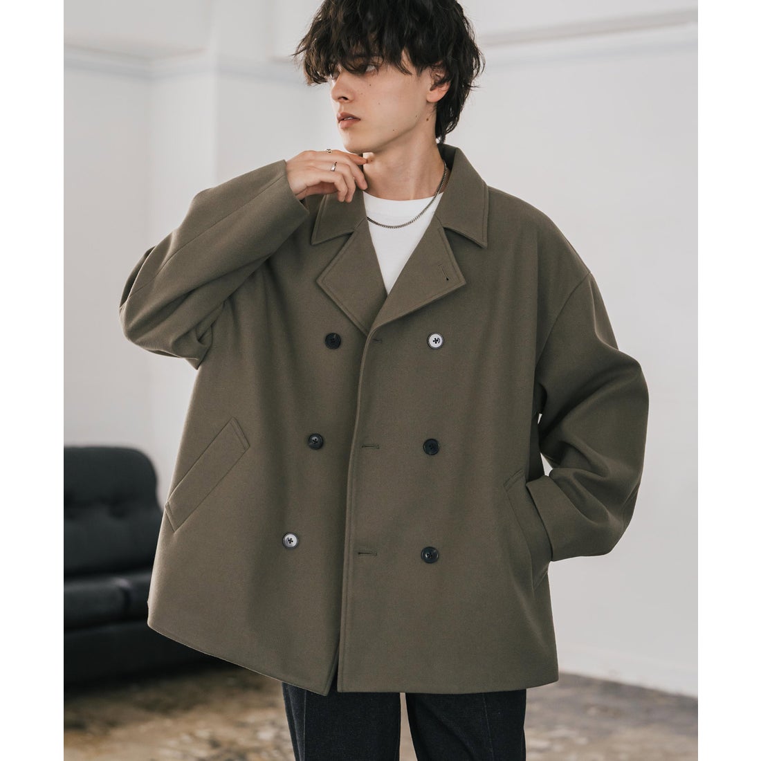 ロッキーモンロー Rocky Monroe Pコート ショート丈 ダブルブレスト