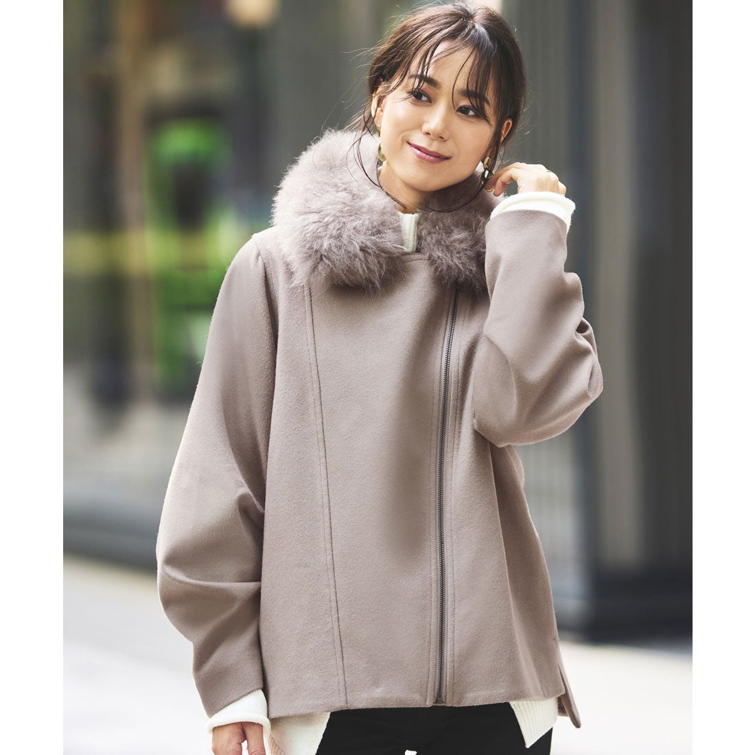 ルイルエブティック RUIRUE BOUTIQUE カシミヤファーボクシーコート