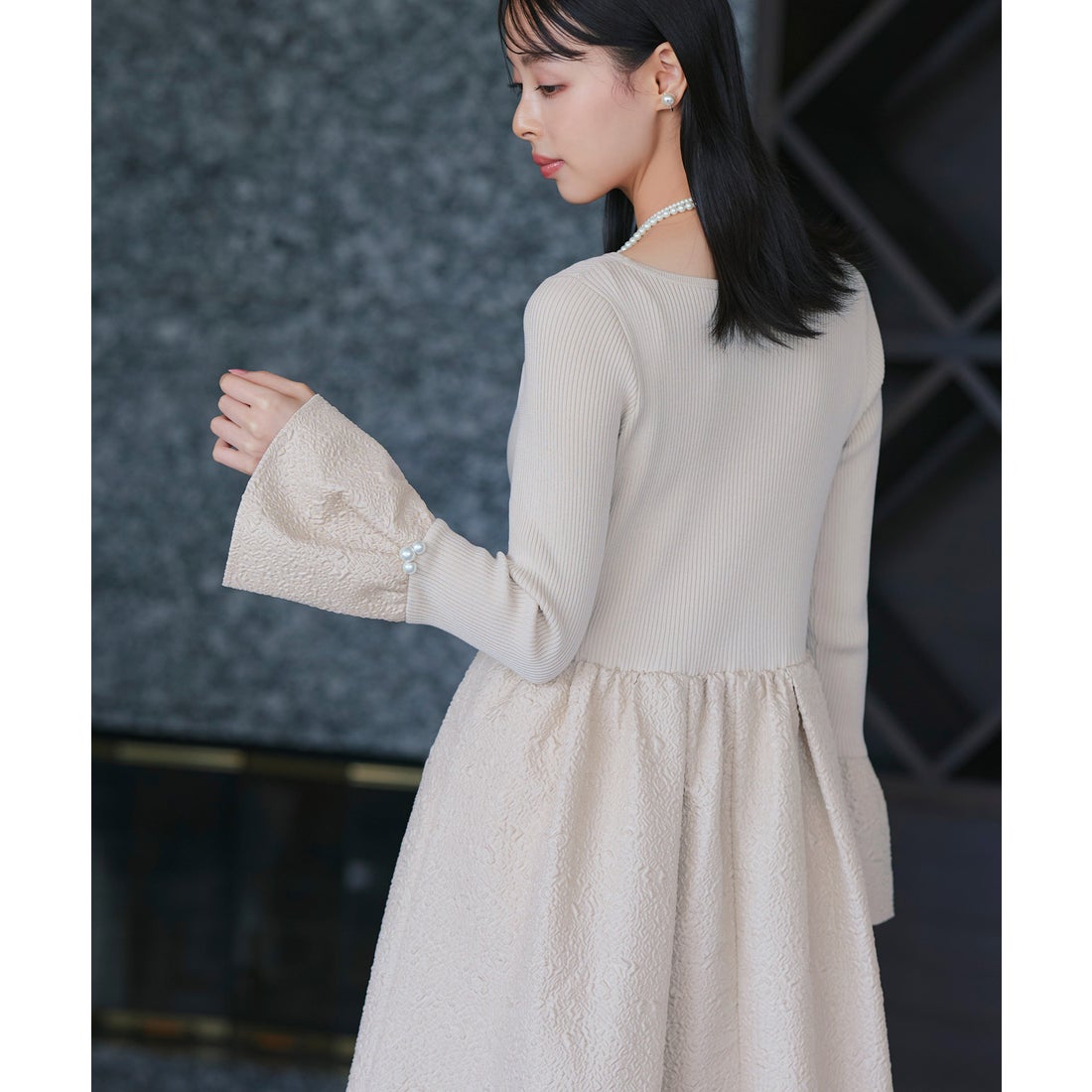 ルイルエブティック RUIRUE BOUTIQUE リブニット ＆ 膨れジャガード