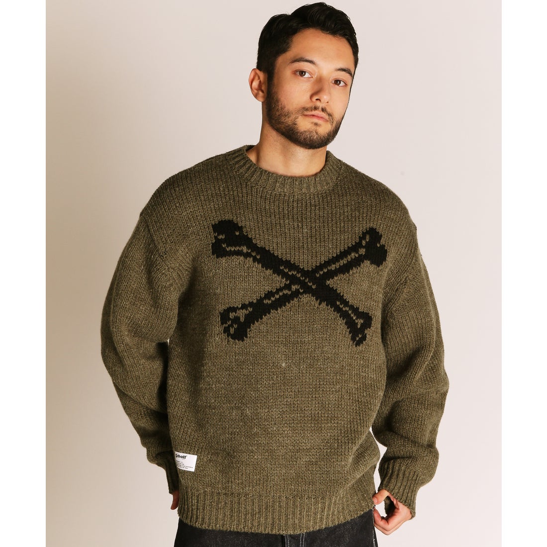 ショット Schott CROSS BONE KNIT （ブラック） - ファッション通販