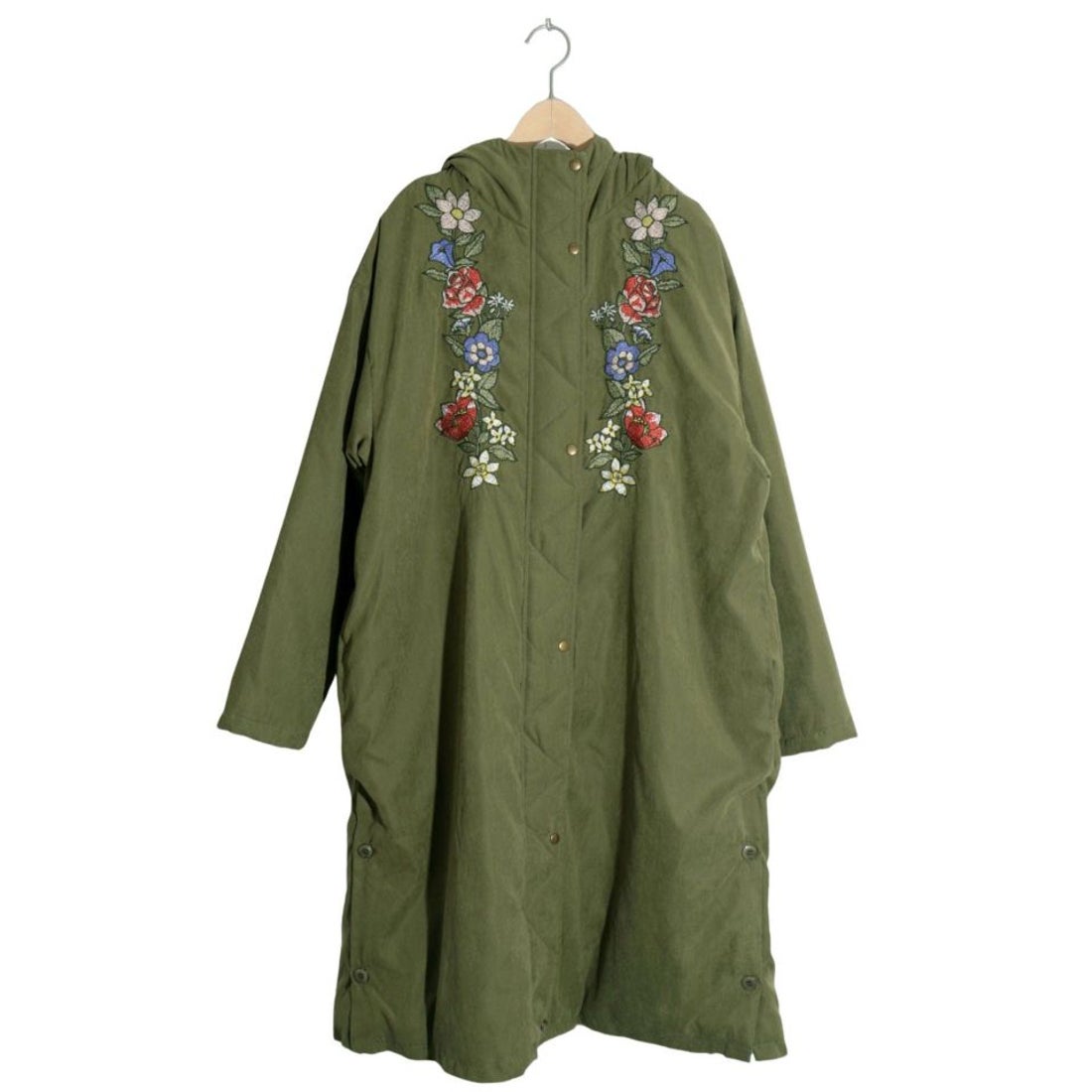 スカラー ScoLar 花刺繍中綿コート （カーキ） -靴＆ファッション通販