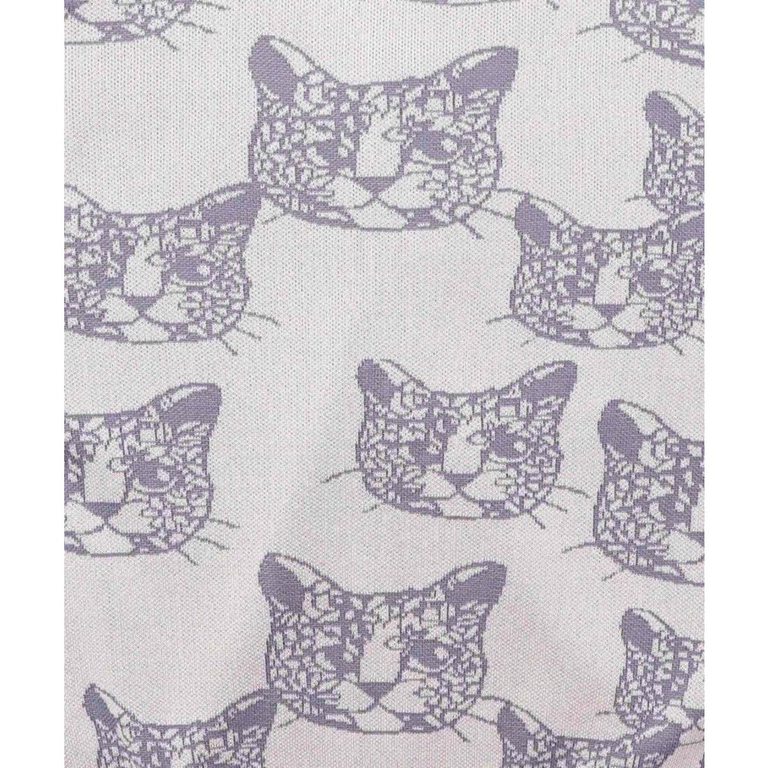 スカラー ScoLar ネコ総柄 接触冷感ニットカーディガン （パープル