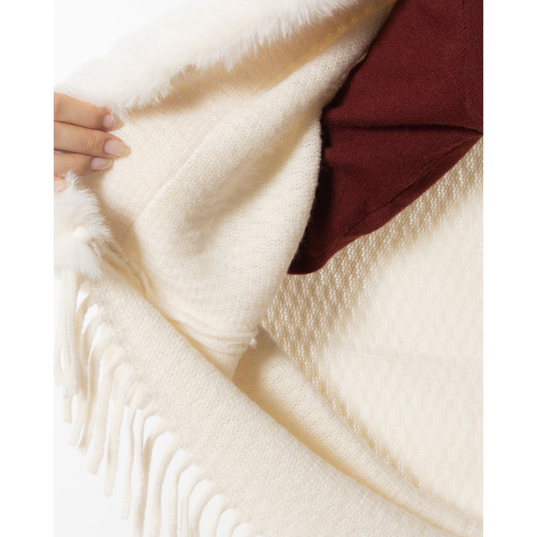 センソユニコ Sensounico unico ファー付きストール （ホワイト