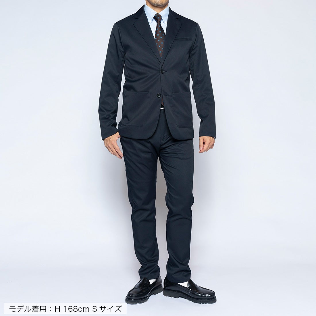 フルレングスストレートパンツ・センタープレスなし （ダークネイビー