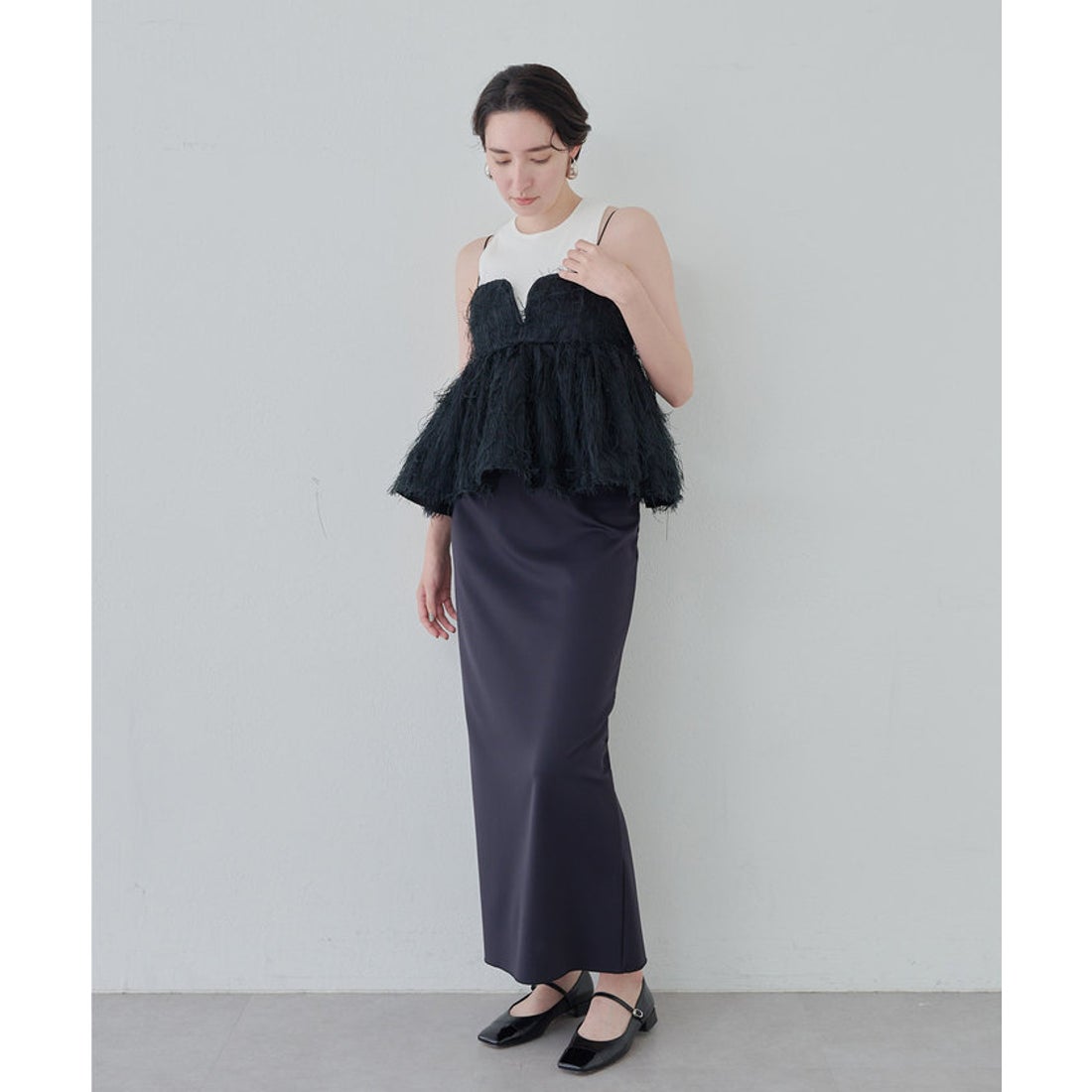 ウィムガゼット Whim Gazette フェザーキャミブラウス （black