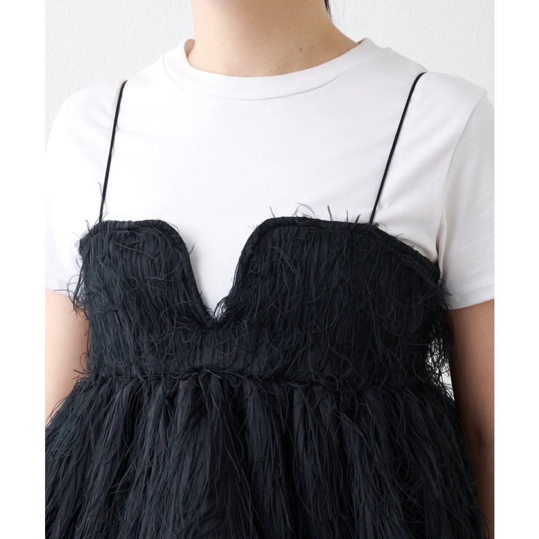 ウィムガゼット Whim Gazette フェザーキャミブラウス （black