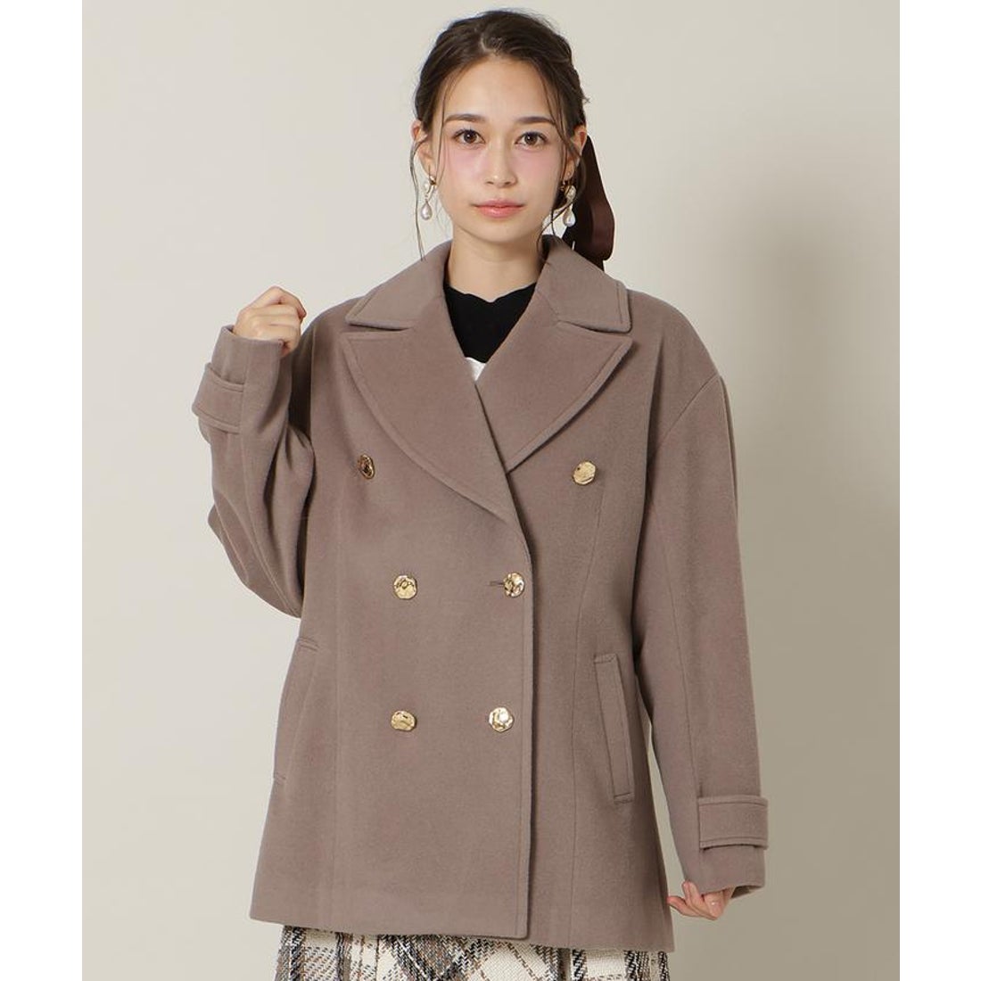 ウィルセレクション WILLSELECTION ゴールドボタンミドル丈Pコート