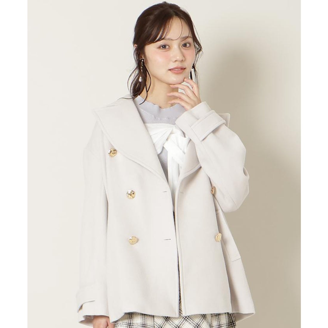 ウィルセレクション WILLSELECTION ゴールドボタンミドル丈Pコート