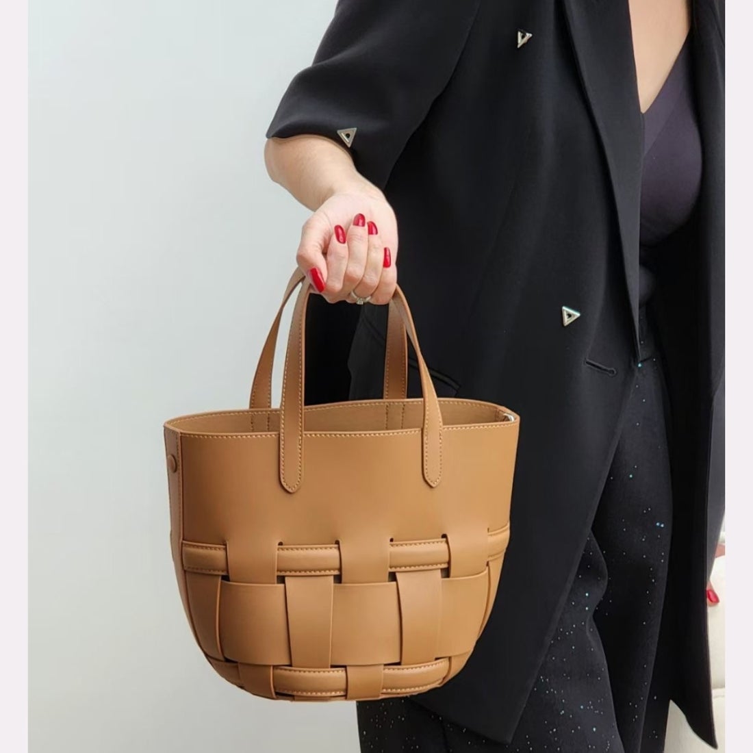 トミエコ Tomieco LEATHER トート/2wayショルダー 編み込みバッグ