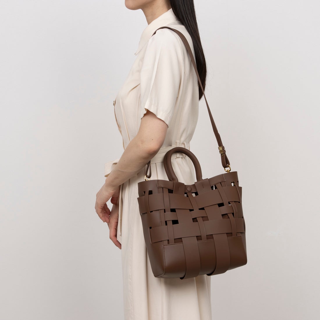 トミエコ Tomieco LEATHER トート/2wayショルダーバッグ 編み込み