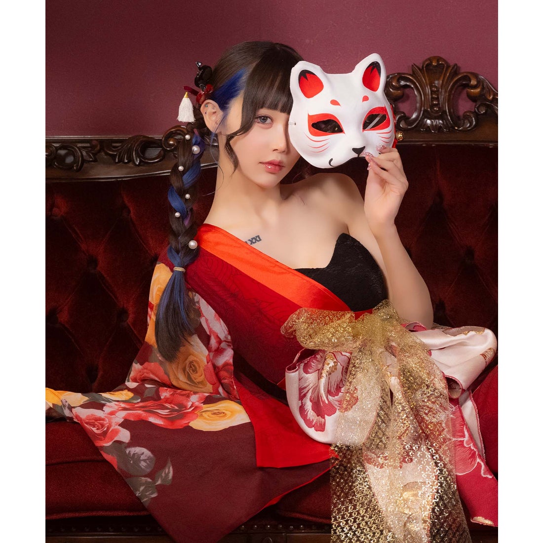 ティカ Tika ハロウィン コスプレ セクシー 花魁 ワンショル スリット