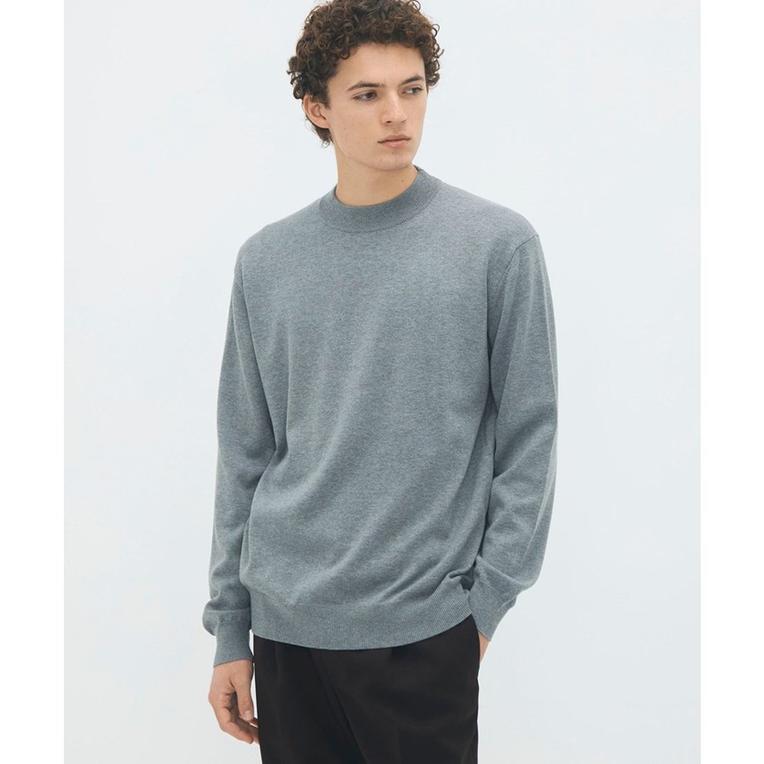 キャバン CABaN コットンカシミヤ プレーンモックネックプルオーバー