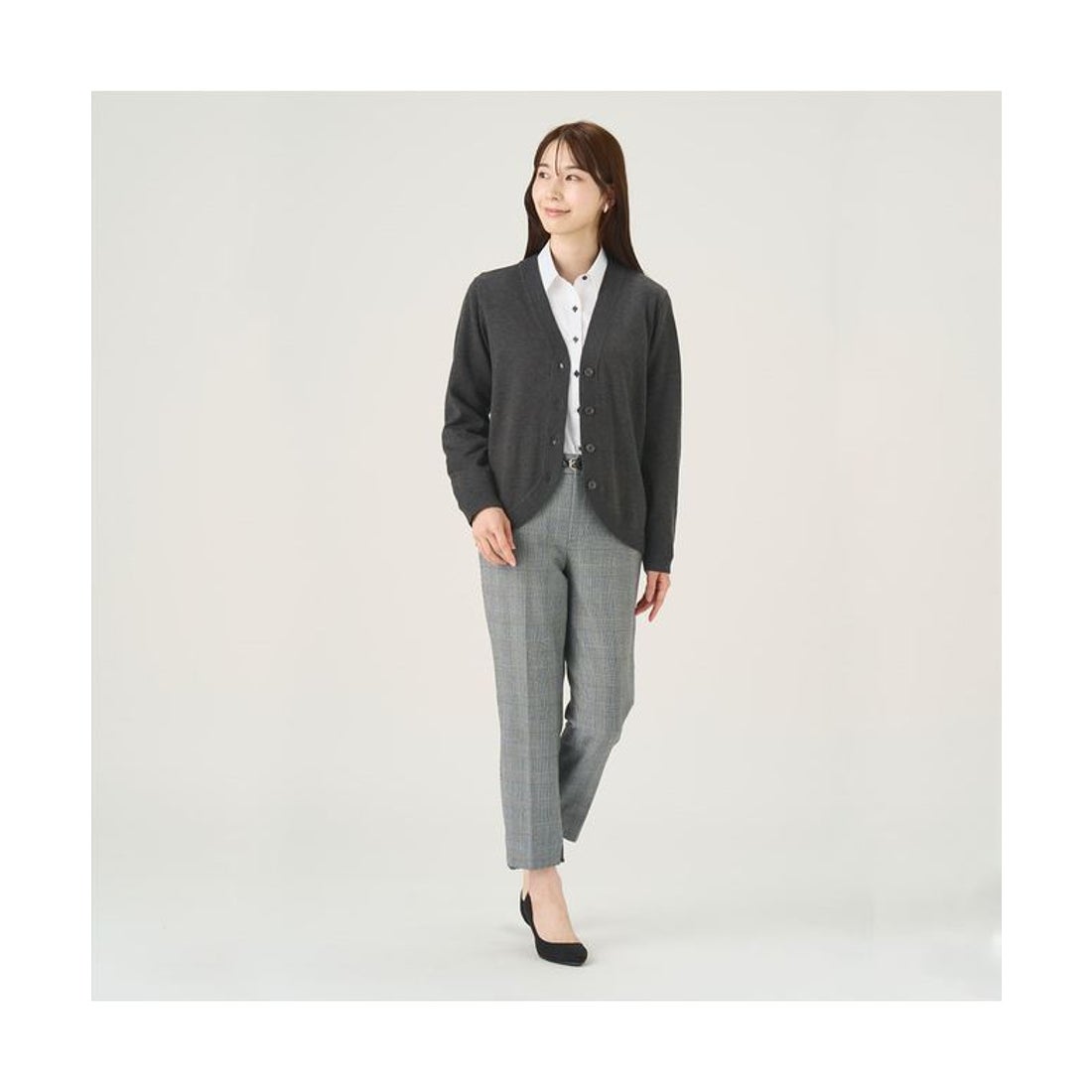 トーキョーシャツ TOKYO SHIRTS 裾丸Vネックニットカーディガン