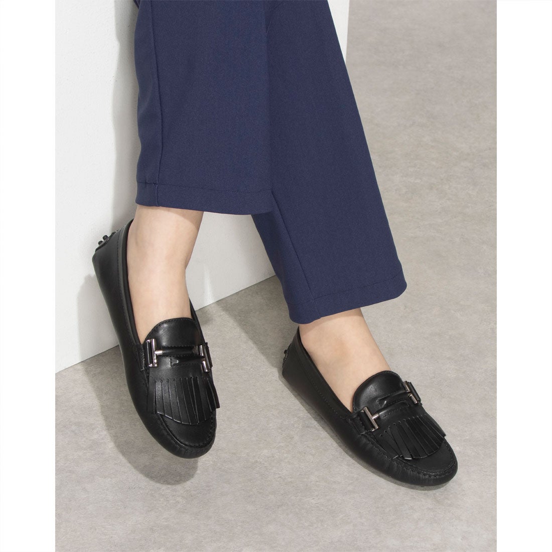 トッズ TOD'S フリンジ ドライビングシューズ （BLACK） -アウトレット