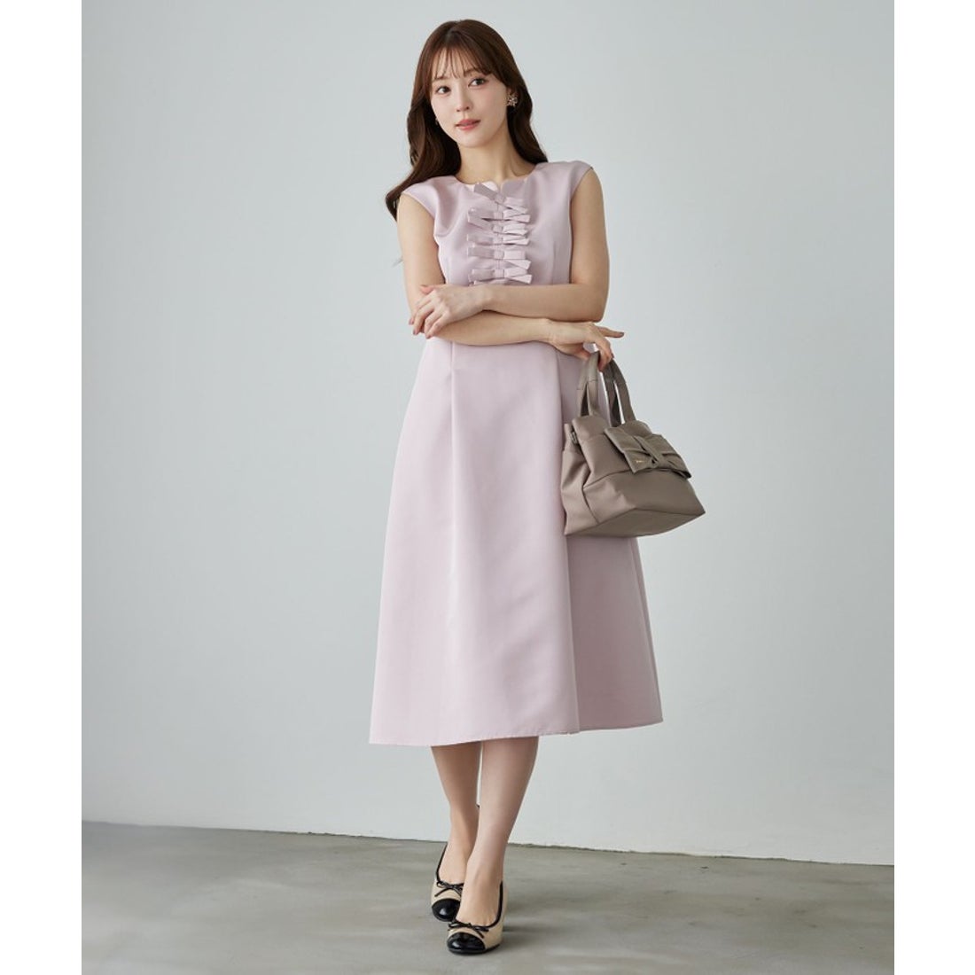 トッカ TOCCA 【洗える！】WITH RIBBONS ドレス （ライトグレー系