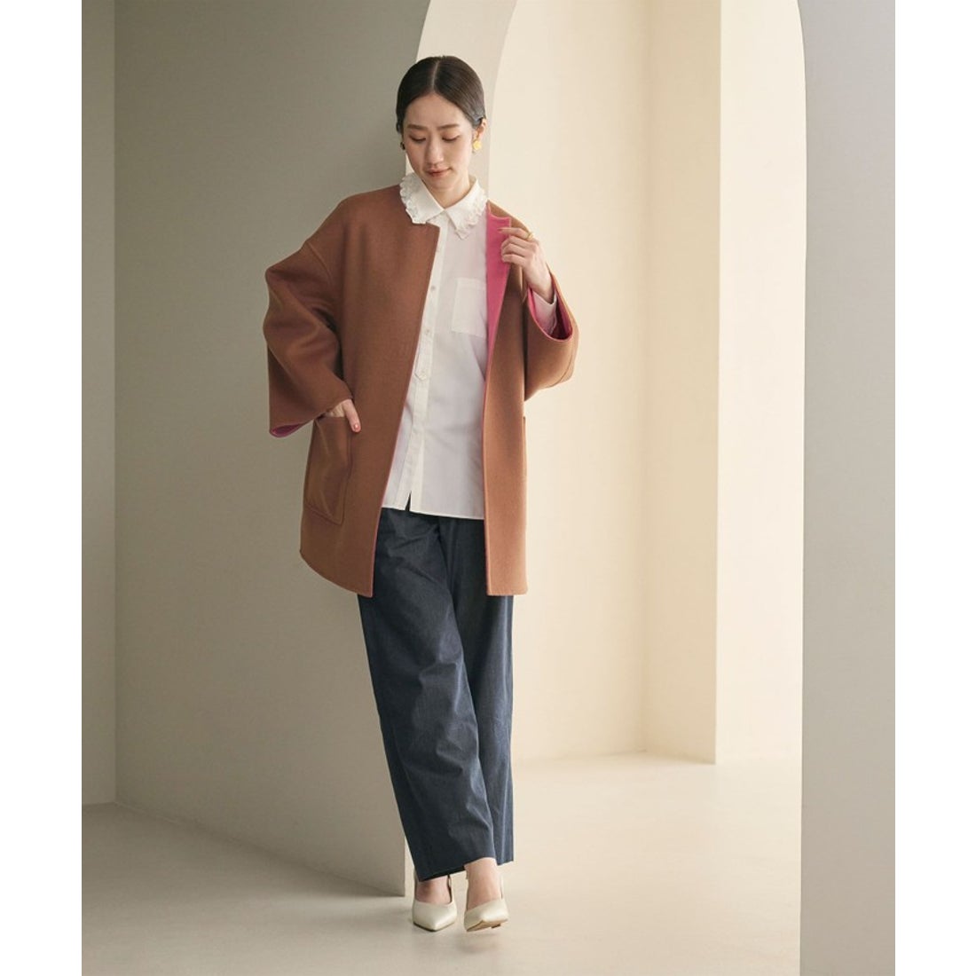 UNITED ARROWS バイカラー リバー ミドルコート （COBALT