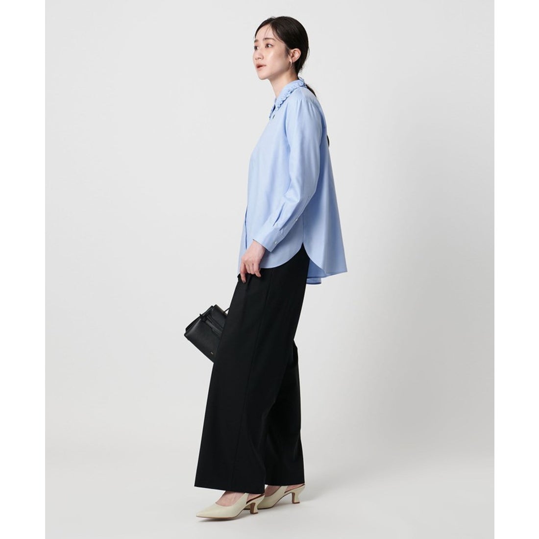 UNITED ARROWS ミニフリルシャツ‐ウォッシャブル‐ （LT.BLUE