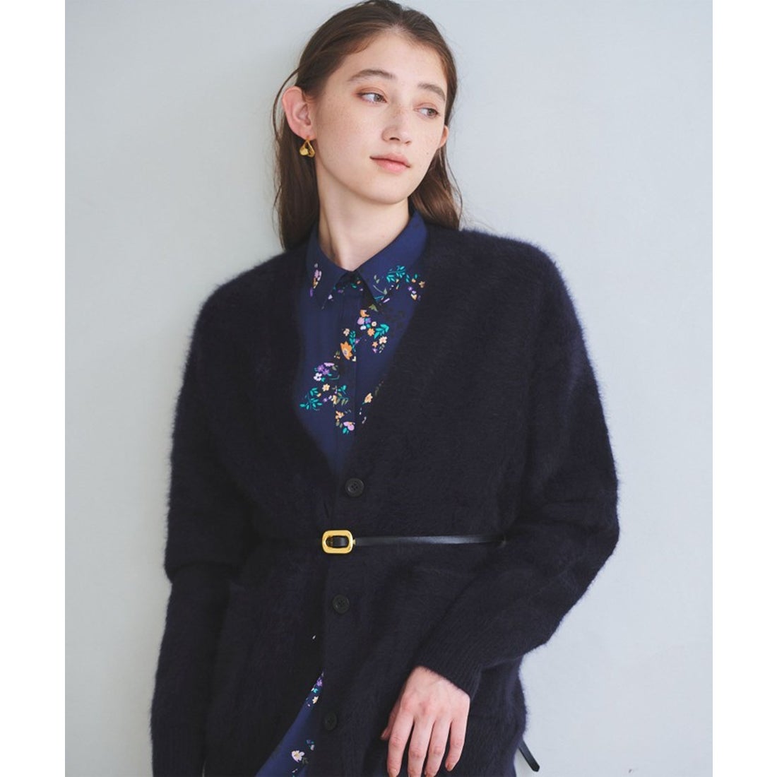 UNITED ARROWS フォックスカシミヤ ミドル カーディガン （NAVY