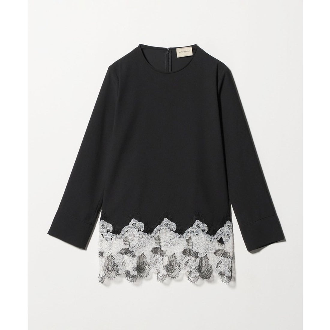 UNITED ARROWS バックサテン レースコンビ ブラウス ‐ウォッシャブル
