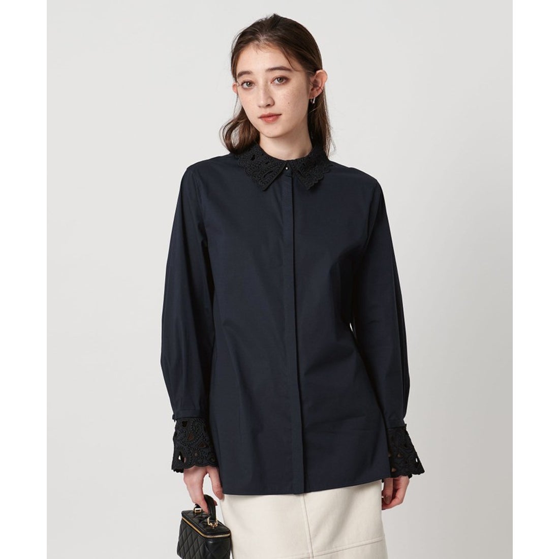 UNITED ARROWS エンブロイダリー カラー シャツ ‐ウォッシャブル