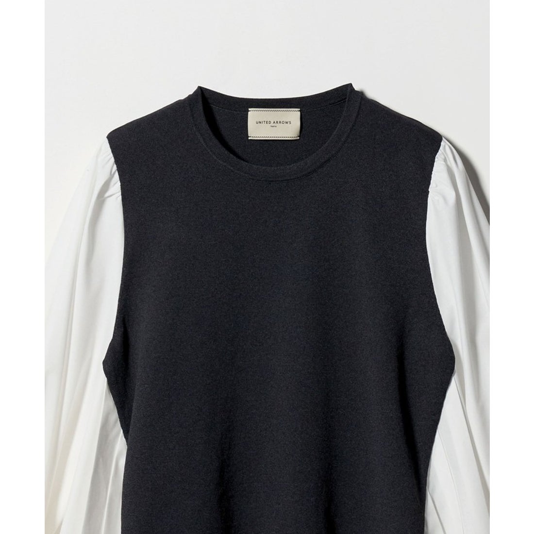 UNITED ARROWS プリーツ コンビ ニット ブラウス ‐ウォッシャブル