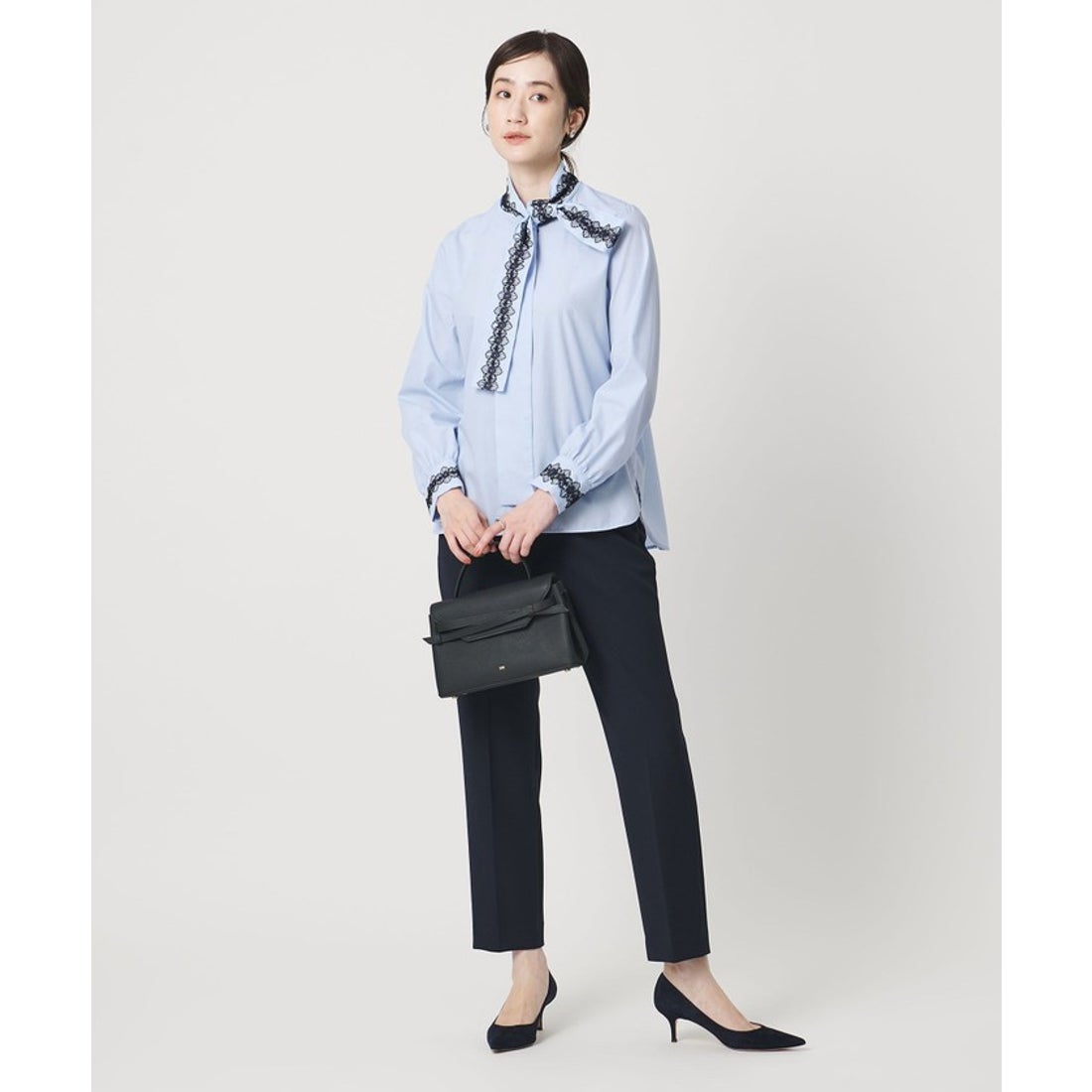 UNITED ARROWS レース コンビ ボウタイ リボン ブラウス