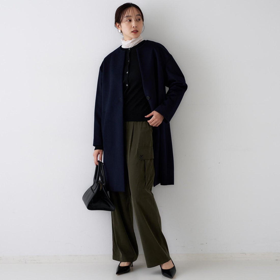 アンタイトル UNTITLED カシミヤ混ノーカラーコート （ブラウン(042