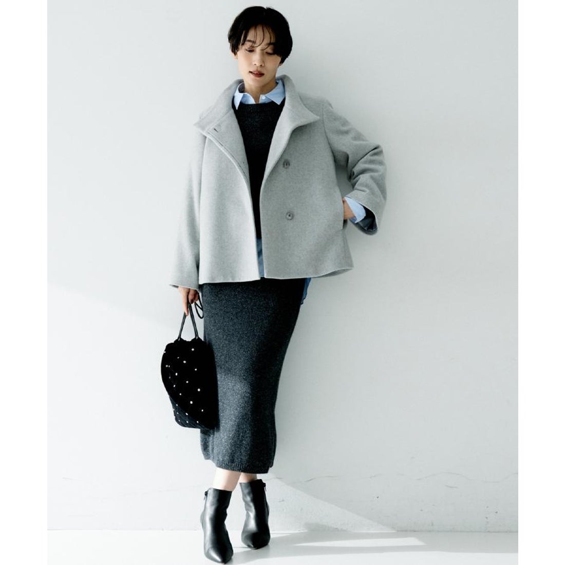 アンタイトル UNTITLED ウールショートコート （ライトグレー(011