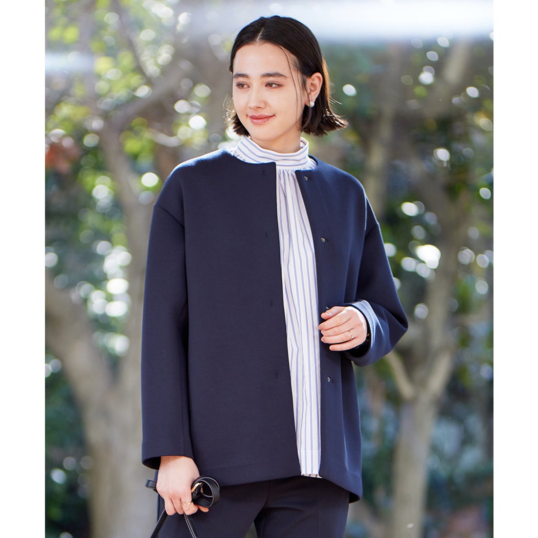 UNFILO 【洗える/シワになりにくい】ダブルフェイスジャージー ノー