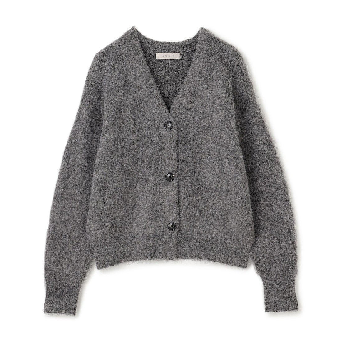 UNFILO 【洗える】アルパカシャギー Vネックカーディガン （チャコール