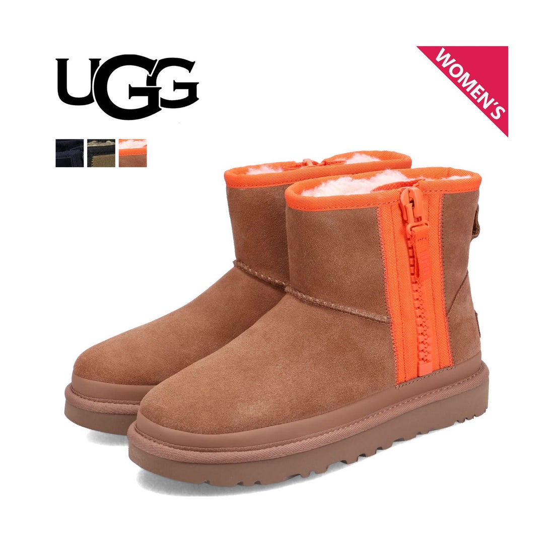 UGG アグ ムートンブーツ クラシック ミニ ジッパー テープ ロゴ