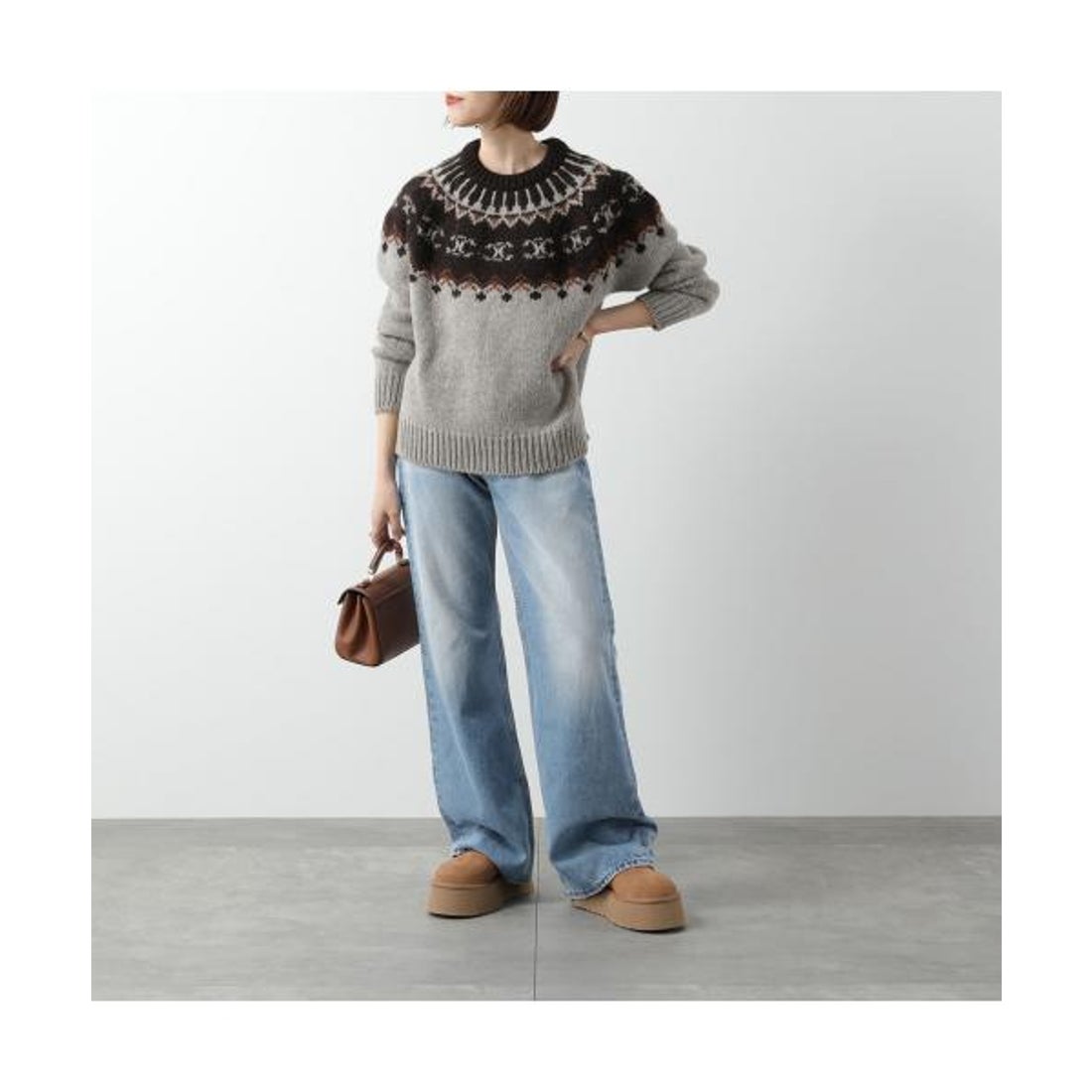 UGG ブラウン ムートンブーツ ファー付き 24 UGG ブラウン 厚底