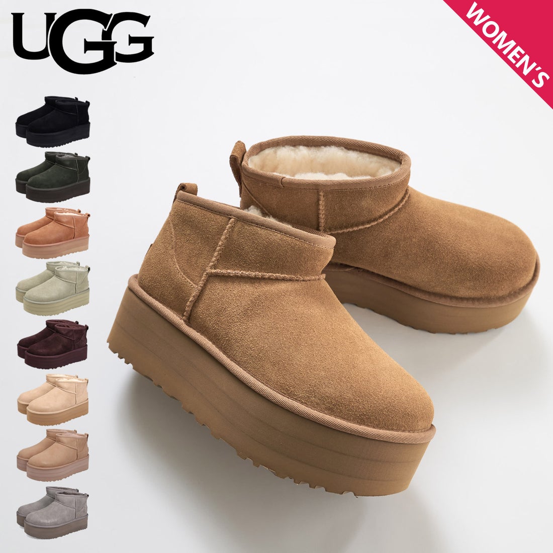 アグ UGG プラットフォーム ムートンブーツ クラシック ウルトラ ミニ