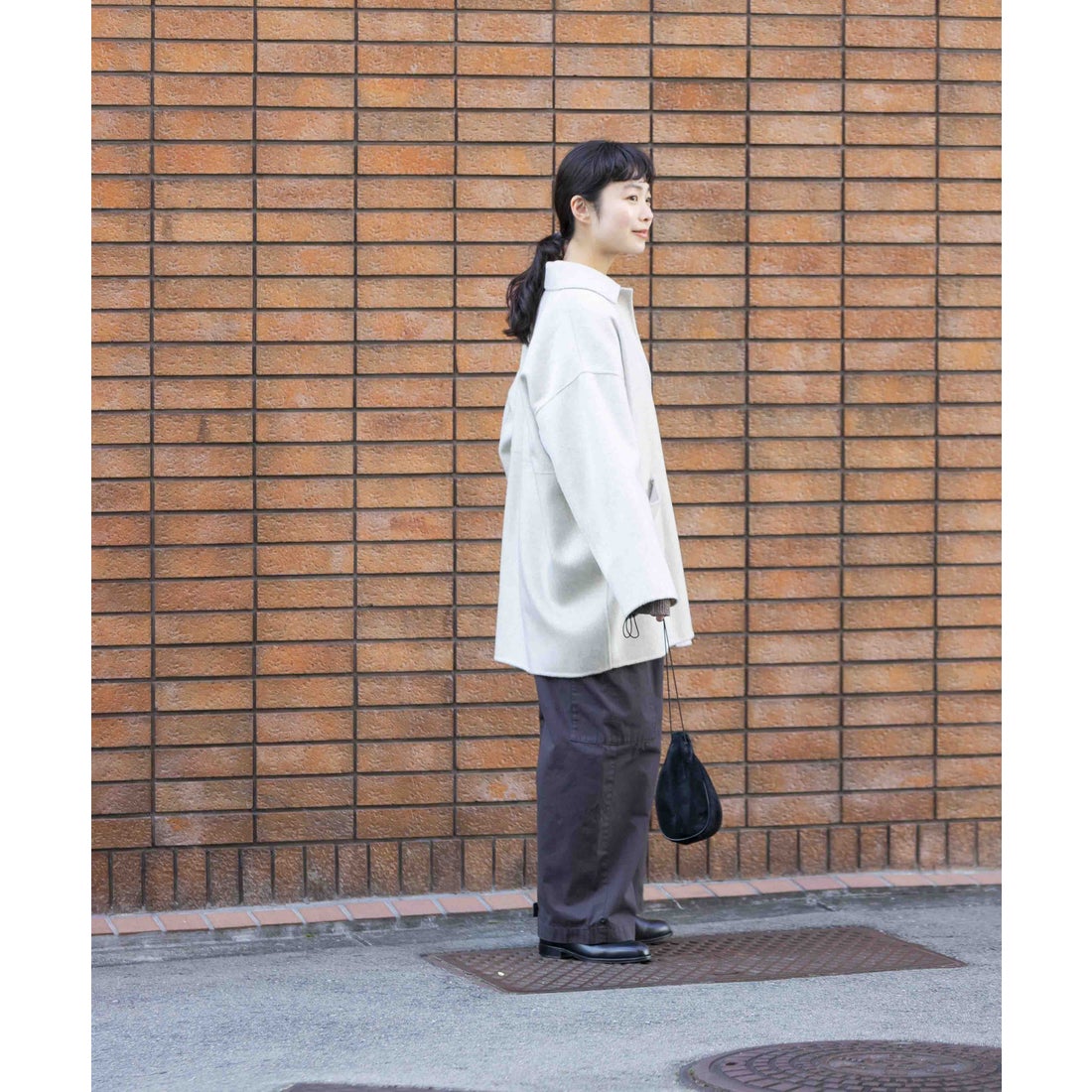 カグレ かぐれ ウールステンカラーショートコート （ブラック