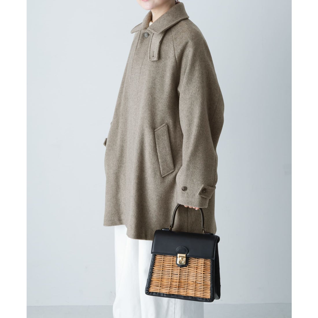 カグレ かぐれ ウールバックタックショートコート （チャコールグレー