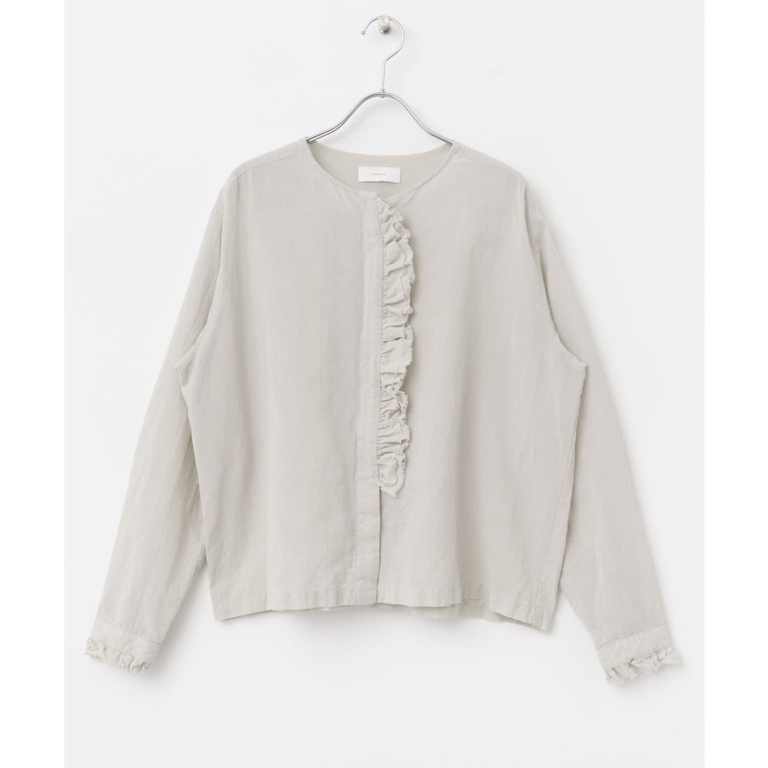カグレ かぐれ コットンリネンワッシャーフリルブラウス （L.GRAY