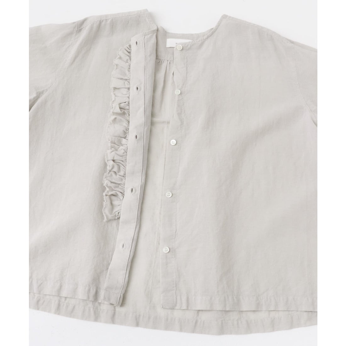 カグレ かぐれ コットンリネンワッシャーフリルブラウス （L.GRAY