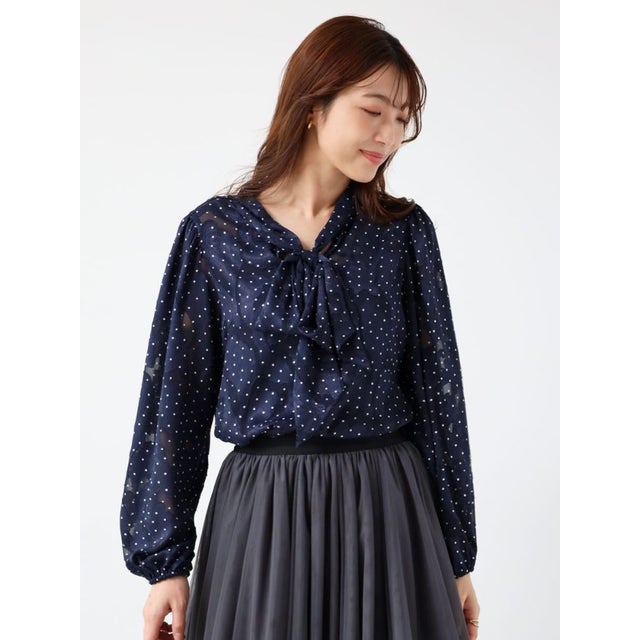 アニュアンス anuans 2wayスリーブレースドッキングブラウス （NAVY