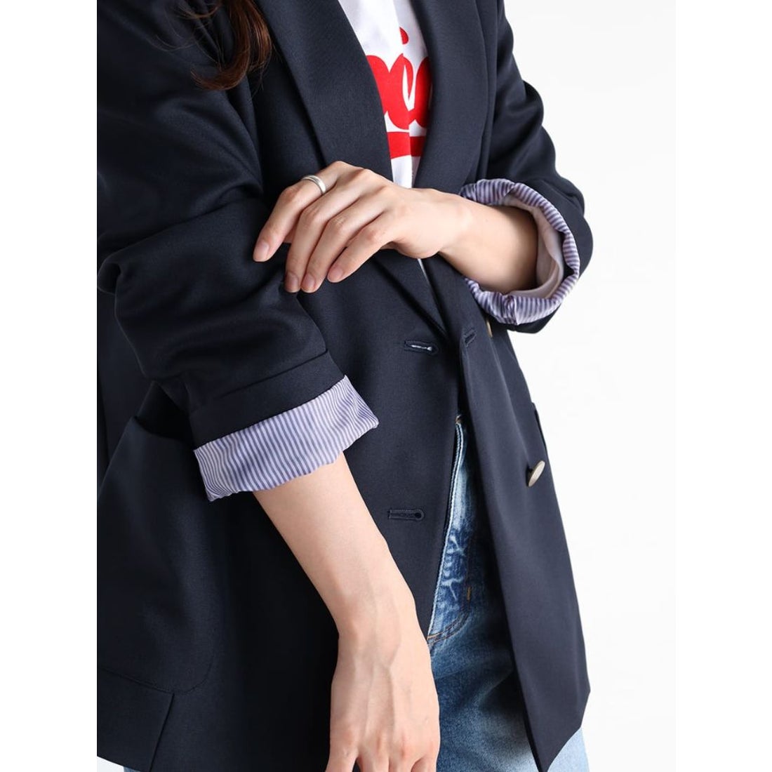 ヴァン Vin ダブルブレストテーラードジャケット （ブラック