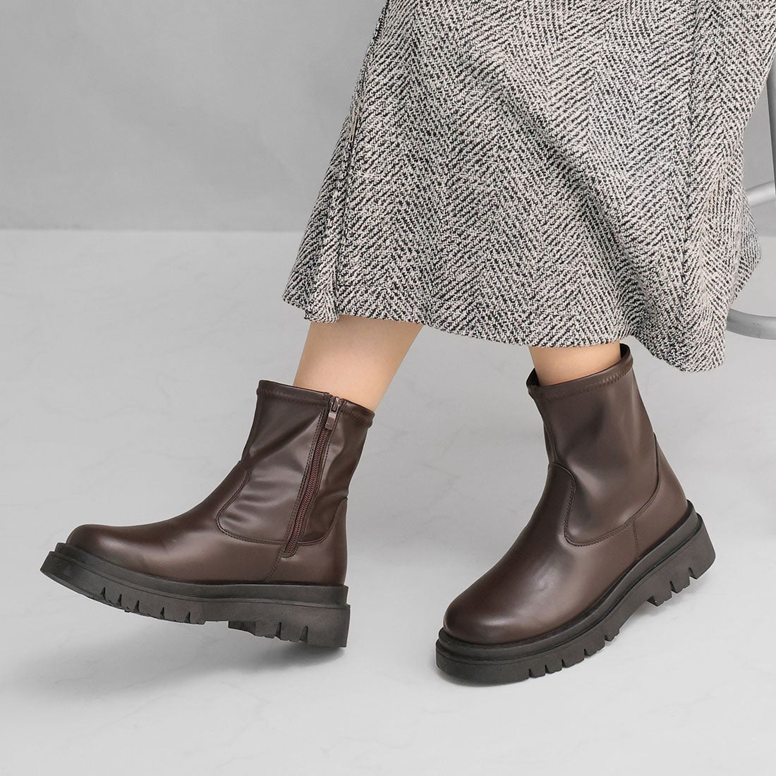 晴雨兼用】ヴィヴィアン VIVIAN 厚底ストレッチブーツ （ダーク